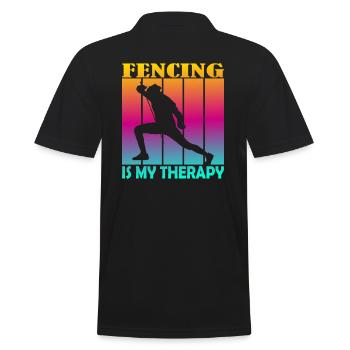 fencing is my therapy - Männer Poloshirt - Schwarz - Hinten - Kai (181cm)