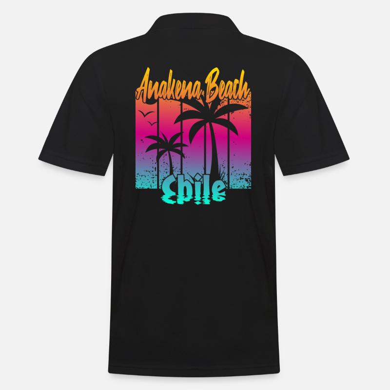 Anakena Beach Chile - Männer Poloshirt - Schwarz