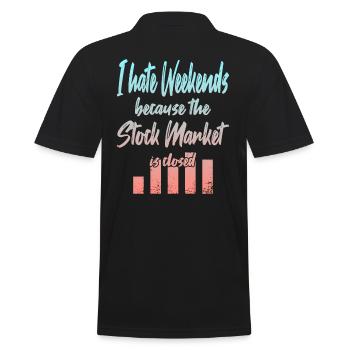 Stock Market is Closed - Männer Poloshirt - Schwarz - Hinten - Kai (181cm)