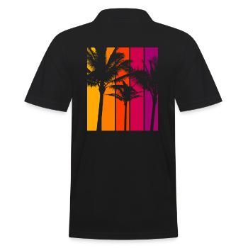 Vintage Palm Trees Beach Sunset - Men's Polo Shirt - black - Back - Kai (181cm)