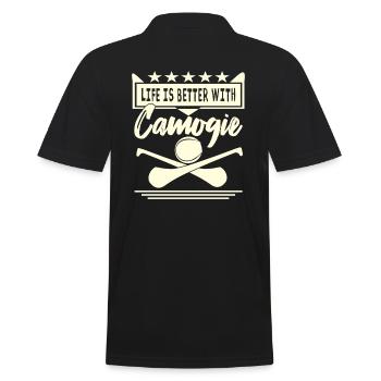 Life is better with Camogie - Men's Polo Shirt - black - Back - Kai (181cm)
