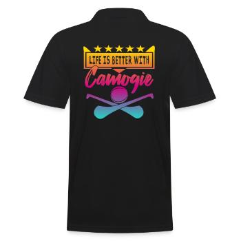 Life is better with Camogie - Men's Polo Shirt - black - Back - Kai (181cm)
