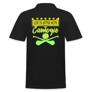 Life is better with Camogie - Männer Poloshirt - Schwarz - Hinten - Kai (181cm)