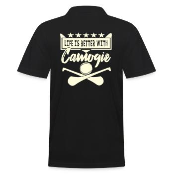Life is better with Camogie - Men's Polo Shirt - black - Back - Kai (181cm)