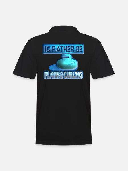 I'D Rather be playing curling - Men's Polo Shirt - black