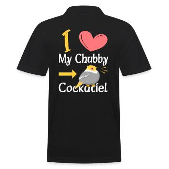 I Love my Chubby Cockatiel - Männer Poloshirt - Schwarz - Hinten - Kai (181cm)