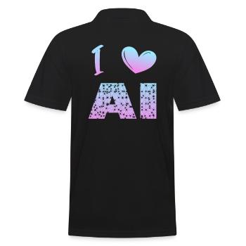 I love ai - Men's Polo Shirt - black - Back - Kai (181cm)