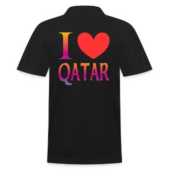 Ich liebe Katar - Männer Poloshirt - Schwarz - Hinten - Kai (181cm)