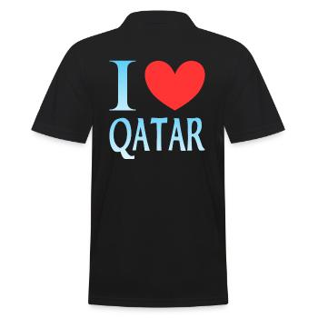 Ich liebe Katar - Männer Poloshirt - Schwarz - Hinten - Kai (181cm)