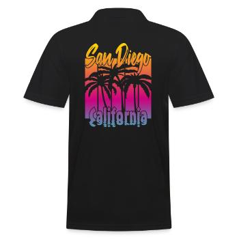 Vintage San Diego California - Männer Poloshirt - Schwarz - Hinten - Kai (181cm)
