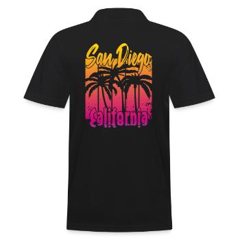 Vintage San Diego California - Männer Poloshirt - Schwarz - Hinten - Kai (181cm)
