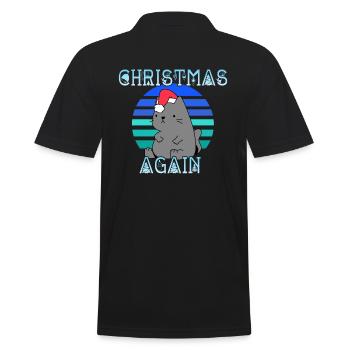 Christmas Again Weihnachten Katze - Männer Poloshirt - Schwarz - Hinten - Kai (181cm)