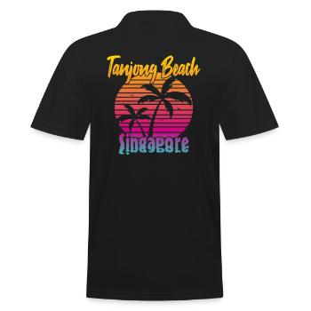 Tanjong Beach Singapore - Männer Poloshirt - Schwarz - Hinten - Kai (181cm)