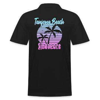 Tanjong Beach Singapore - Männer Poloshirt - Schwarz - Hinten - Kai (181cm)