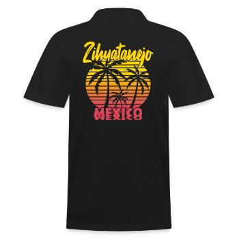 Zihuatanejo Mexico - Männer Poloshirt - Schwarz - Hinten - Kai (181cm)