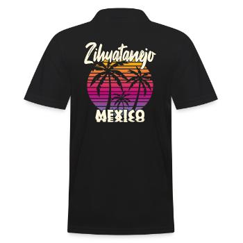Zihuatanejo Mexico - Männer Poloshirt - Schwarz - Hinten - Kai (181cm)