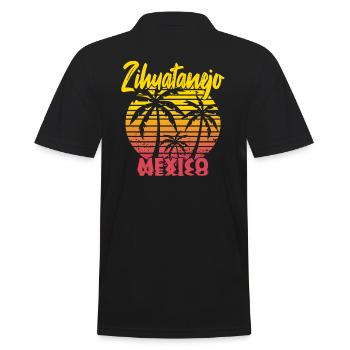 Zihuatanejo Mexico - Männer Poloshirt - Schwarz - Hinten - Kai (181cm)