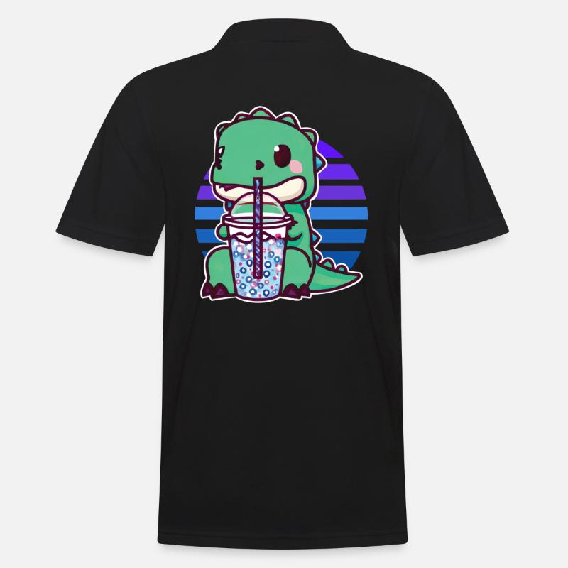 Dinosaur drinks bubble tea - Men's Polo Shirt - black