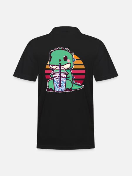 Dinosaur drinks bubble tea - Men's Polo Shirt - black
