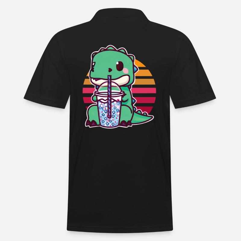Dinosaur drinks bubble tea - Men's Polo Shirt - black