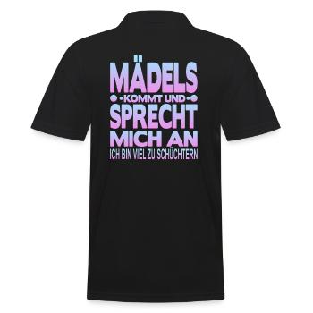 Ich bin Schüchtern - Männer Poloshirt - Schwarz - Hinten - Kai (181cm)