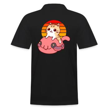 Cat rides a blob fish - Men's Polo Shirt - black - Back - Kai (181cm)