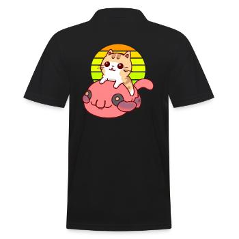 Cat rides a blob fish - Men's Polo Shirt - black - Back - Kai (181cm)