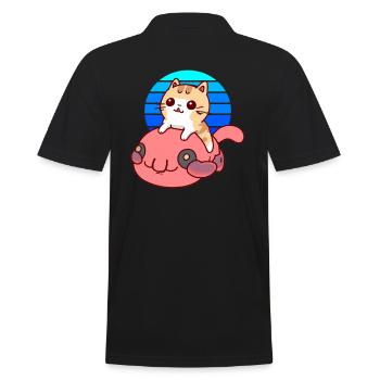 Cat rides a blob fish - Men's Polo Shirt - black - Back - Kai (181cm)