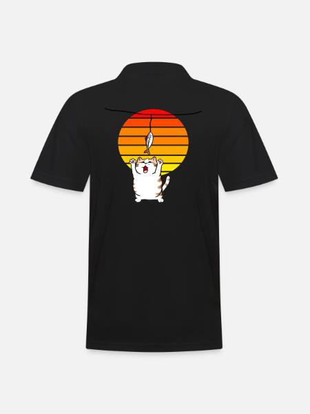Le chat attrape le poisson - Polo Homme - noir