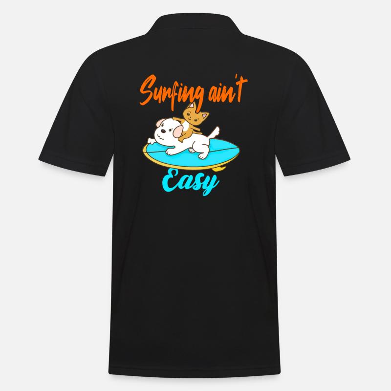 Surfing ain't Easy - Männer Poloshirt - Schwarz
