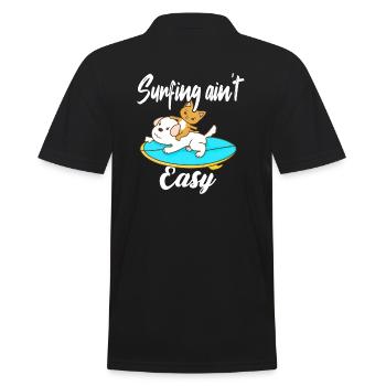 Surfing ain't Easy - Männer Poloshirt - Schwarz - Hinten - Kai (181cm)