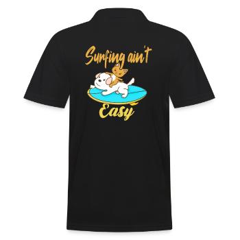 Surfing ain't Easy - Männer Poloshirt - Schwarz - Hinten - Kai (181cm)