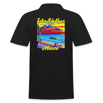 Isla Holbox Mexico - Männer Poloshirt - Schwarz - Hinten - Kai (181cm)