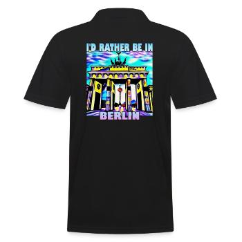 Ich wäre lieber in Berlin - Männer Poloshirt - Schwarz - Hinten - Kai (181cm)