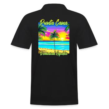 Punta Cana Dominikanische Republik - Männer Poloshirt - Schwarz - Hinten - Kai (181cm)