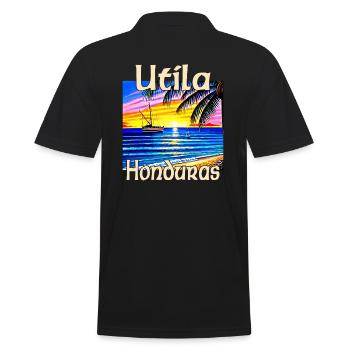 Utila Honduras - Männer Poloshirt - Schwarz - Hinten - Kai (181cm)