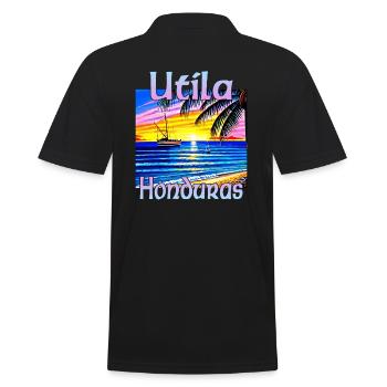 Utila Honduras - Männer Poloshirt - Schwarz - Hinten - Kai (181cm)