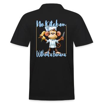 Küchenaffe Banana Vibes - Männer Poloshirt - Schwarz - Hinten - Kai (181cm)