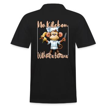 Küchenaffe Banana Vibes - Männer Poloshirt - Schwarz - Hinten - Kai (181cm)