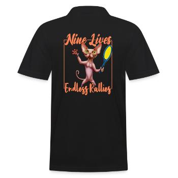 Tennis Sphynx Cat 9 Life - Men's Polo Shirt - black - Back - Kai (181cm)
