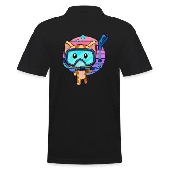 Chat plongeur au coucher du soleil - Polo Homme - noir - Dos - Kai (181cm)