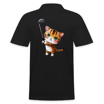 Golf Cat - Men's Polo Shirt - black - Back - Kai (181cm)
