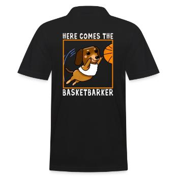 Here Comes The Basketbarker - Männer Poloshirt - Schwarz - Hinten - Kai (181cm)