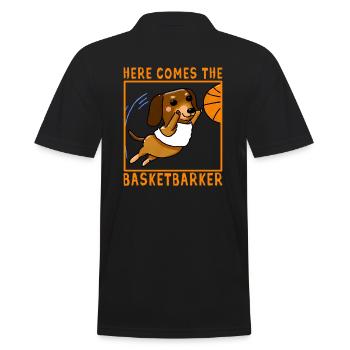 Here Comes The Basketbarker - Männer Poloshirt - Schwarz - Hinten - Kai (181cm)