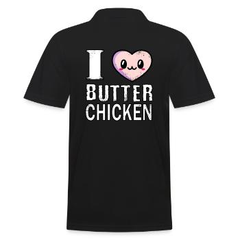 I love Butter Chicken - Indische Küche - Männer Poloshirt - Schwarz - Hinten - Kai (181cm)