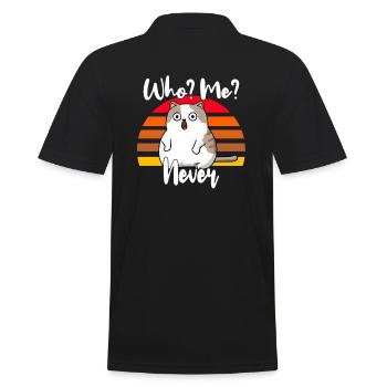 Who, me? Never - Frightened Cat - Men's Polo Shirt - black - Back - Kai (181cm)
