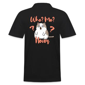Who, me? Never - Frightened Cat - Men's Polo Shirt - black - Back - Kai (181cm)