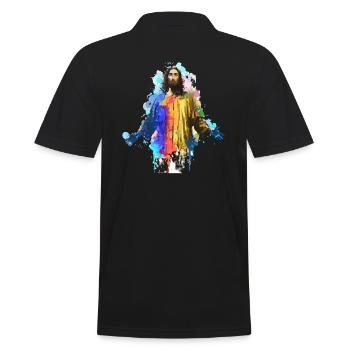 Farbenfroher Jesus - Männer Poloshirt - Schwarz - Hinten - Kai (181cm)