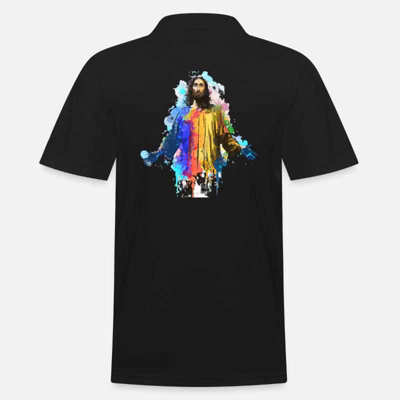 Farbenfroher Jesus - Männer Poloshirt - Schwarz
