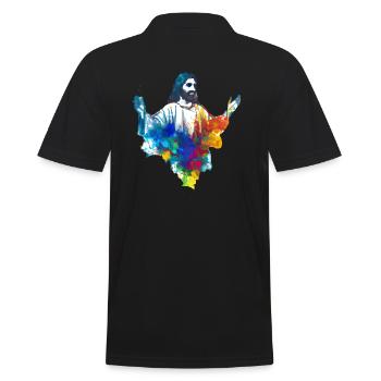 Farbenfroher Jesus - Männer Poloshirt - Schwarz - Hinten - Kai (181cm)